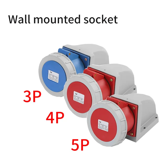 IP67 Industrial Plug and Socket Waterproof Connector 3PIN 4PIN 5PIN 16A/32A Waterproof Electrical Connection Wall Mount Socket: MULTI / Panel Connector / 5P