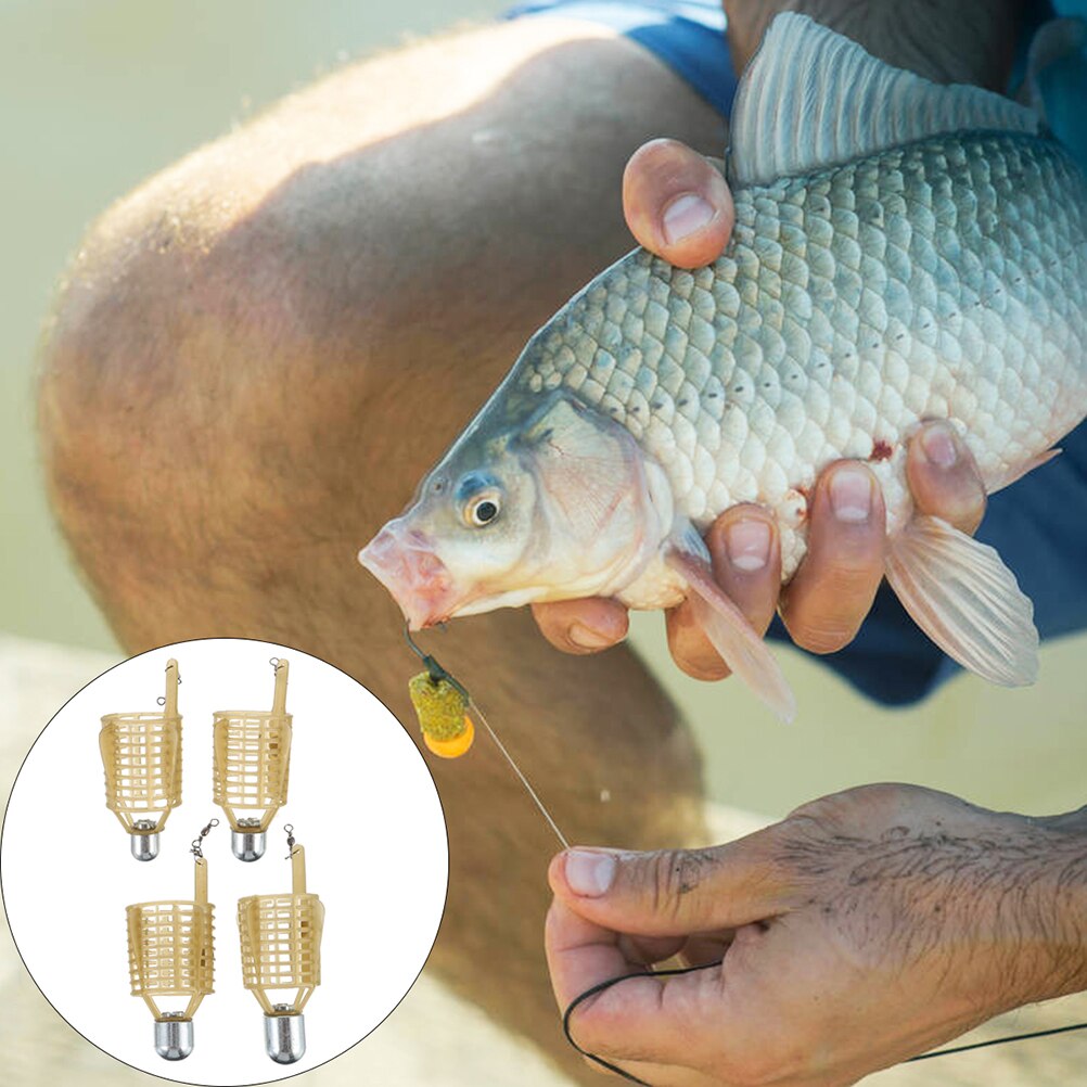 3pcs Fishing Bait Cage Lure Cage Bait Fishing Trap Basket Fishing Tackle