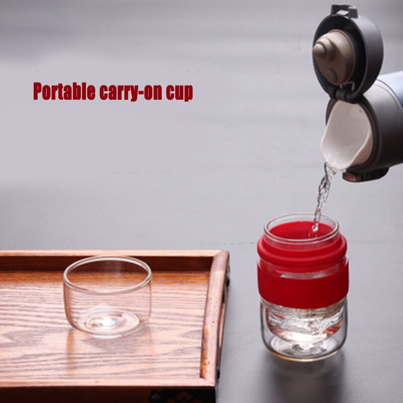 Reizen Thee Set Kung Fu Thee Pot met Draagbare Case Glas Theekopjes met Zetgroep voor Reizen Thuis QJS Winkel