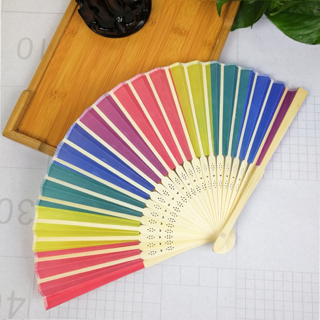 1 Pc Rainbow Hand Held Folding Fan Dance For Gay Pride Parties Decoration Fan Art Craft Decor Abanicos De Mano^40