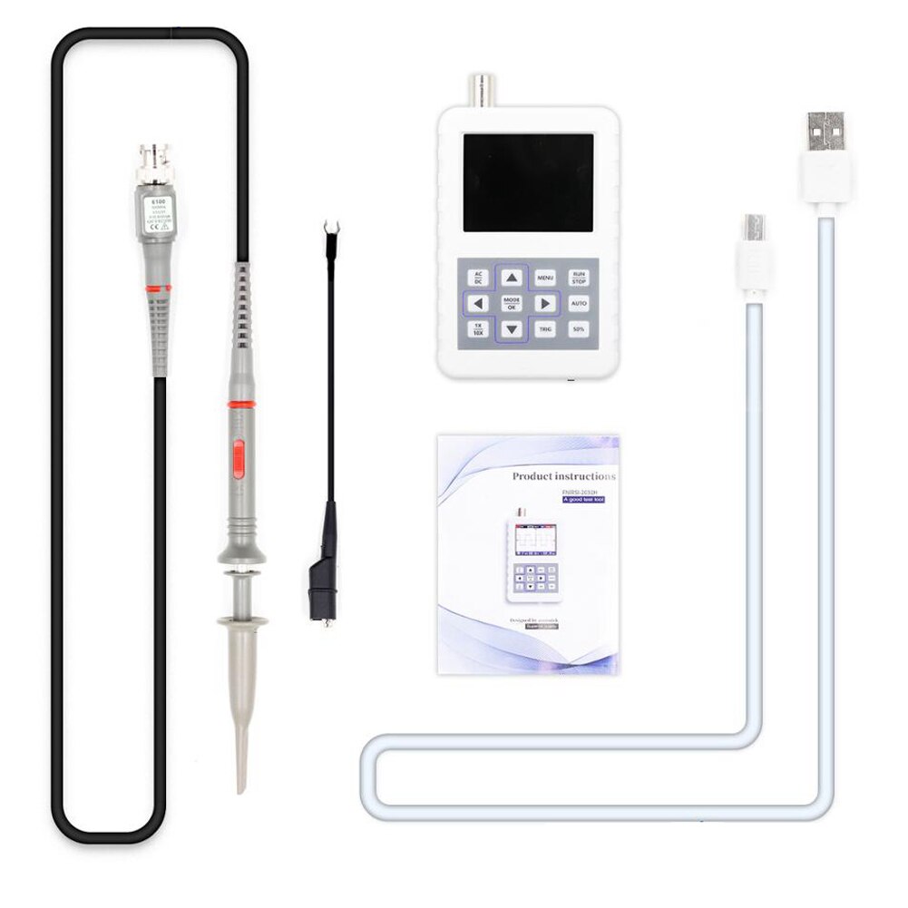 Handheld Mini Portable Digital Oscilloscope 30M 2031H Handheld Bandwidth 200MSps Sampling Rate with P6100 Oscilloscope Probe