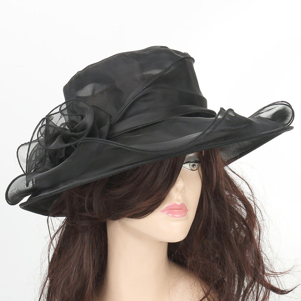 Verkoop Vrouwen Elegante Effen Kleur Bloemen Caps Wedding Kerk Jurk Hoed Emmer Kentucky Derby Zon Hoeden