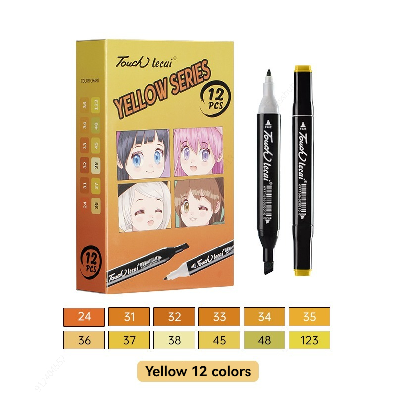 Rotuladores de uso artístico , 12 colores, bolígrafo de fieltro con Alcohol, marcadores para bocetos de Manga, pincel doble, suministros de arte, juego de dibujo: Gris claro