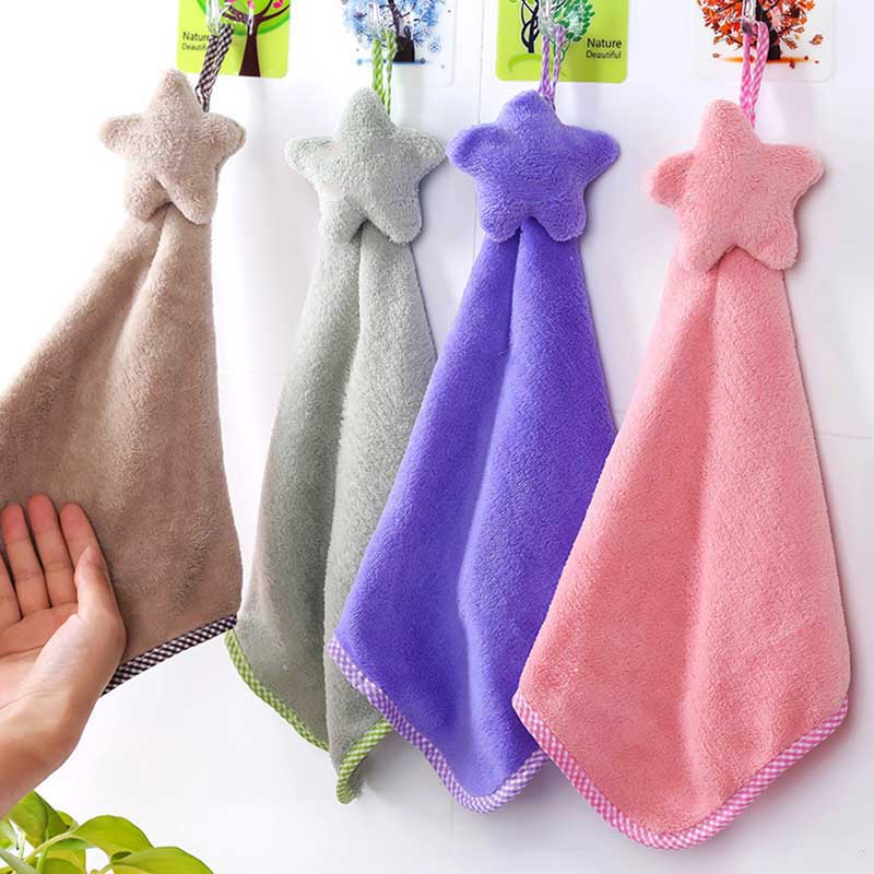 Baby Verpleegkundige Handdoek Baby Bad Handdoeken Zacht Koraal Fluwelen Cartoon Ster Opknoping Baden Handdoek Voor Kinderen Badkamer