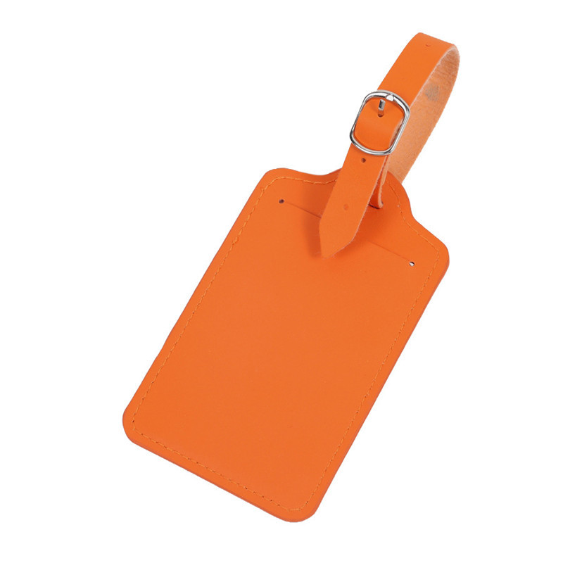 Farverig pu læder bagage tag taske vedhæng håndtaske bagage navneskilte kuffert adresse etiket holder rejsetilbehør: Orange