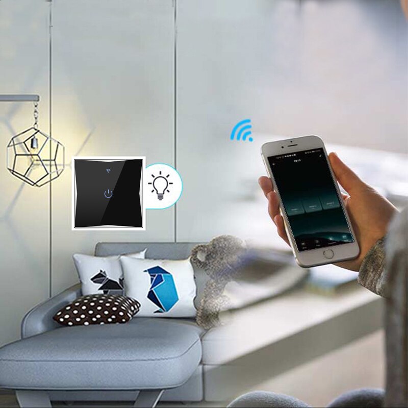 Milfra Wifi commutateur intelligent fil neutre requis verre tactile contrôle de téléphone vocal ue interrupteur mural pour Google Alexa Tuya vie intelligente
