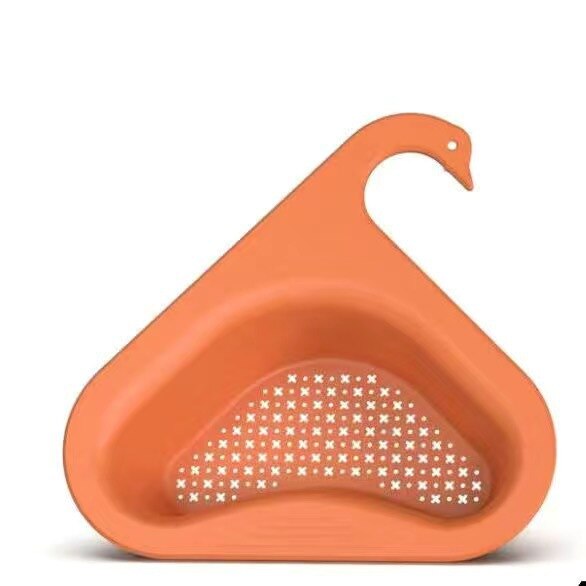 Dreieckige Waschbecken Sieb Drain Küche Korb Saugnapf Waschbecken Filter Regal Obst Gemüse Abtropffläche Schwamm Rack Storage Tool: ORANGE
