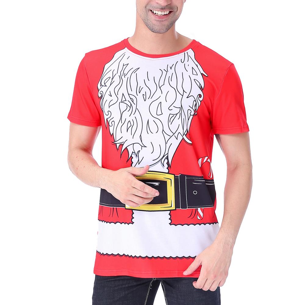 Men Christmas Santa Claus Costume Funny 3D Printed T-Shirts eMale Xmas Cosplay Tee Theme Party Novelty Carnival Fancy Tops