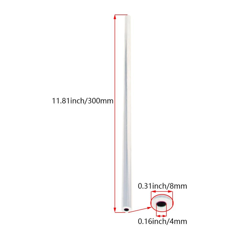 Tubo redondo de aluminio, 6063 OD, 8mm, 9mm, sin costura, recto, 300mm de longitud, para entrada de aire DIY, 2 uds.: OD8mm x ID4mm