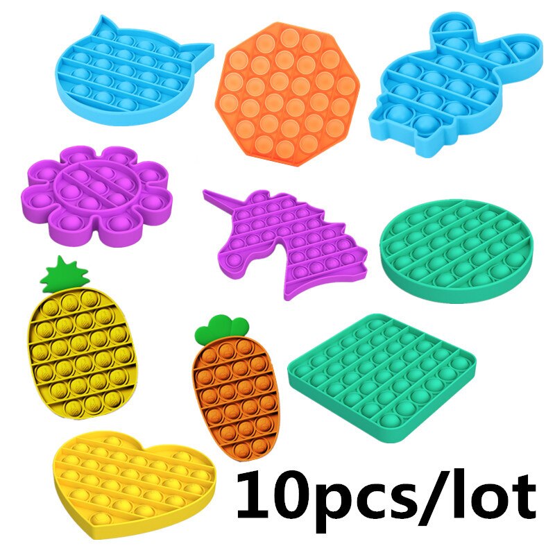 10 teile/los Push-Pops Blase Sensorischen Autismus Bedürfnisse Squishy Spielzeug Erwachsenen Kind Lustige Anti-stress Pop Es Zappeln Reliver stress: 10pcs mixed colors