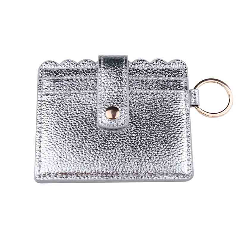 Nouveauté de Simple brillant en cuir PU décontracté porte-cartes femmes PU fermeture éclair changement sac à main filles Mini clé carte sac: 2