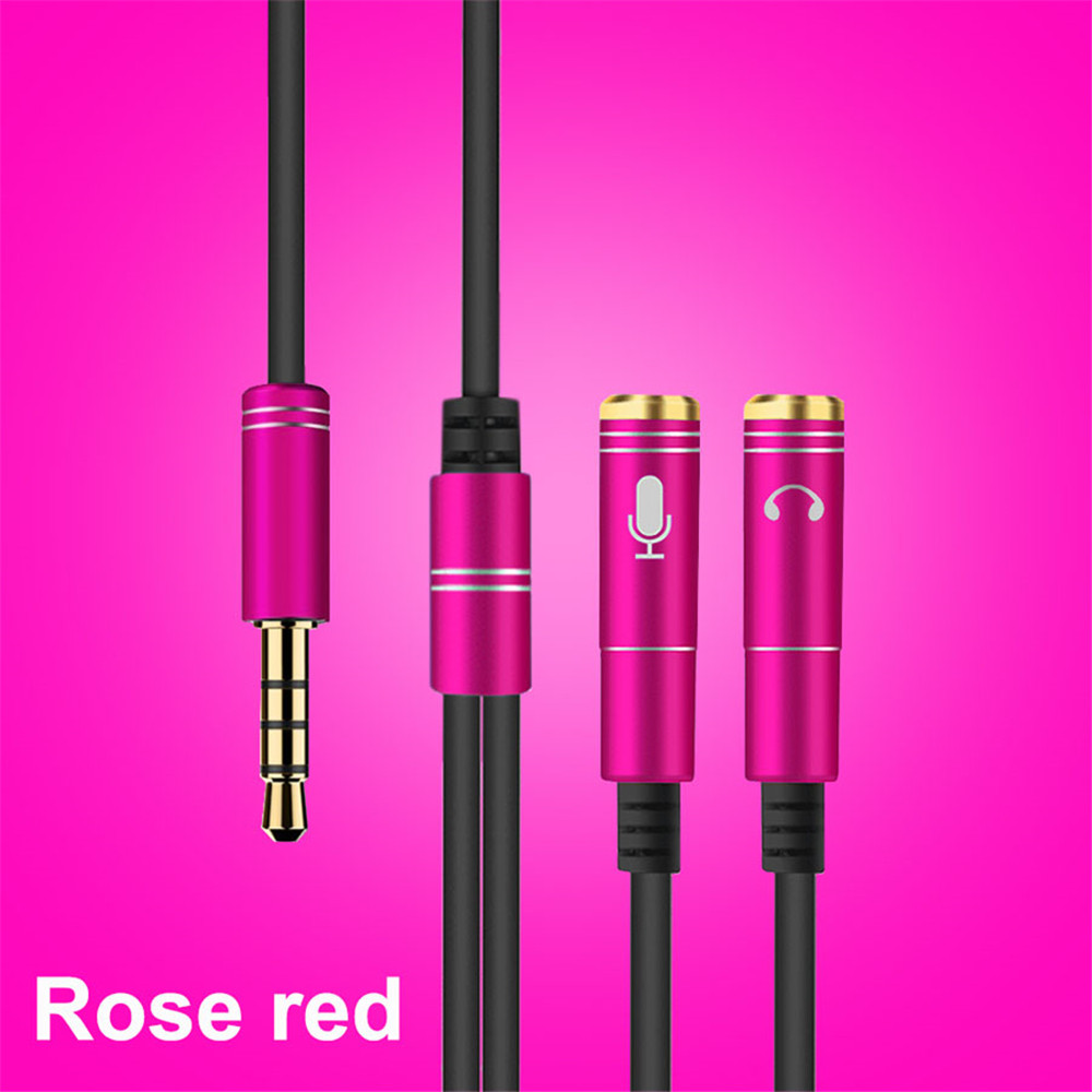 Câble séparateur Audio 2 en 1 3.5mm pour prise d'ordinateur 3.5mm 1 mâle à 2 femelle, séparateur en Y, câble AUX, adaptateur séparateur de casque: Rouge
