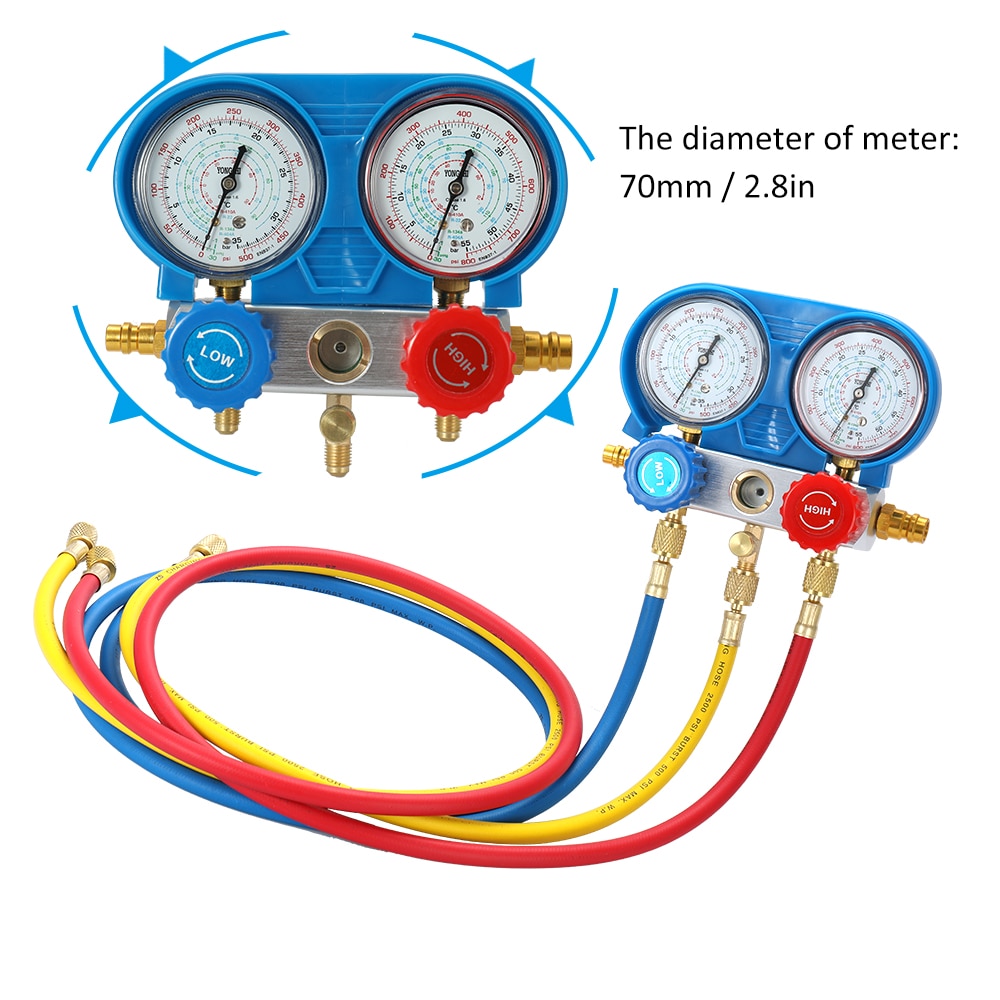 Manometer Auto Airconditioning Koelmiddel Freon Dubbele Klep Barometer Diagnose Reparatie Tool Kit voor alle automotive