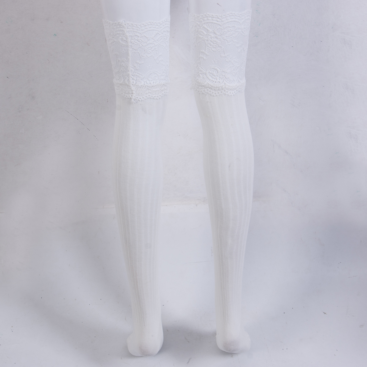 Kvinder strikke blonder strikke høje lår sokker plus størrelse over knæ sokker