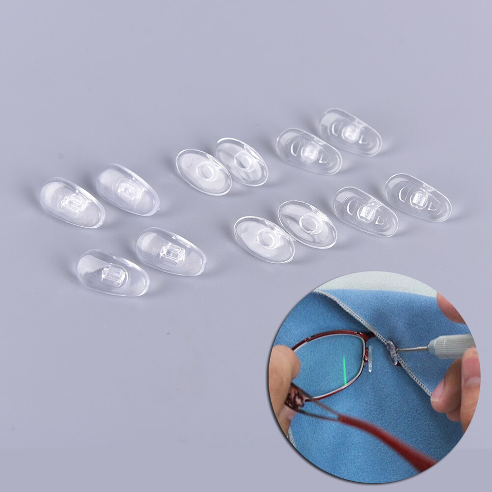 5 par skruer i blød silikone skridsikker ovale briller briller næseunderlag størrelse : 14mm 4 former