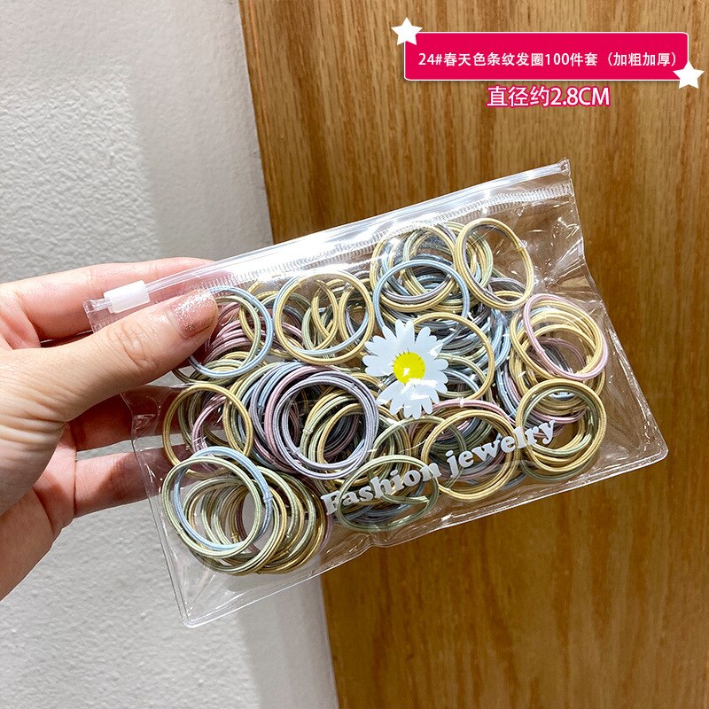Bandes de cheveux pour bébés, 100 pièces, attaches colorées pour enfants, couvre-chef élastiques, accessoires pour filles: Chun tiaowen 100 PCS