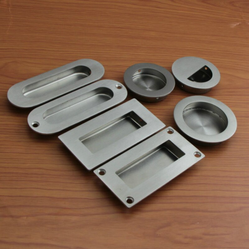 Stainless Steel Hidden Recessed Furniture Handles Round Square Kitchen Cabinet Drawer Cupboard Pull Door Handles