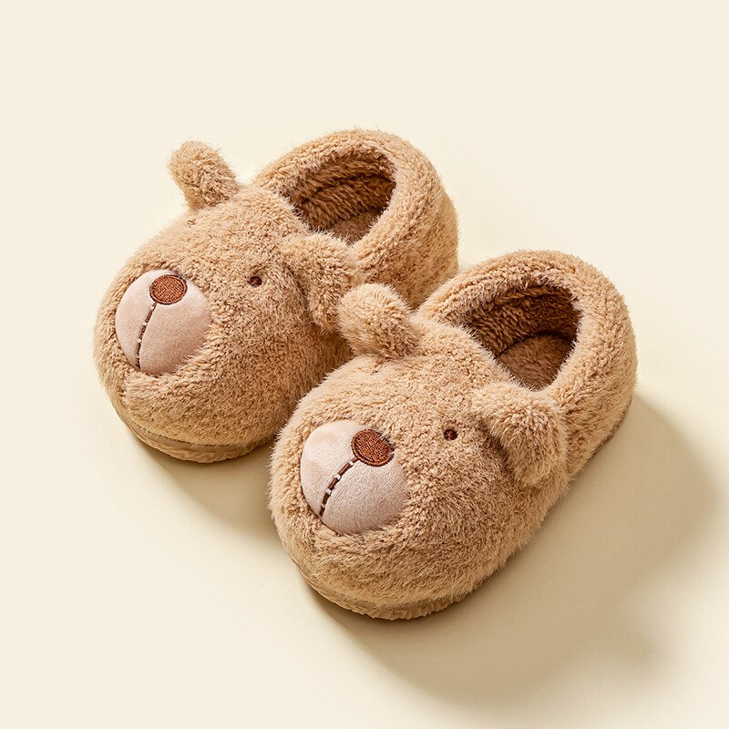 Zapatillas de invierno de algodón para niñas, zapatos de invierno con oso, Zapatillas de casa cálidas,