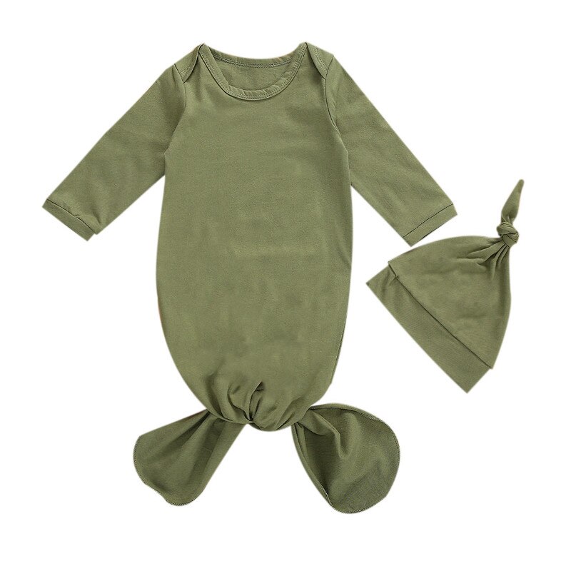 Printemps automne bébé vêtements de nuit 2 pièces imprimé fleuri col rond manches longues une-pièce + mignon ensemble de chapeau pour tout-petit, garçons, filles: g