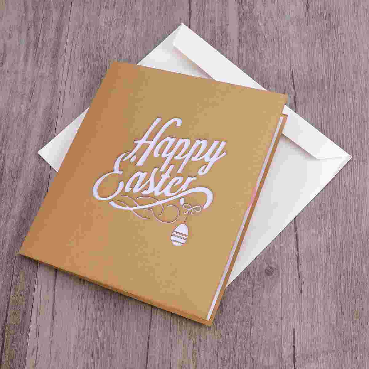 3D EASTER Bunny and Eggs Flowers Cutouts Easter Cards Greeting Cards for Easter (Beige)