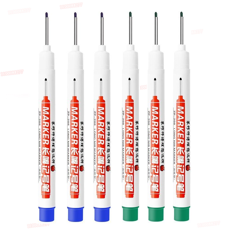 Rotulador de Punta larga de 6 piezas, puede agregar tinta, agujero profundo, bolígrafo largo, escribir tinta blanca y negra, posicionamiento de fábrica multipropósito, Punta 0,7-1,0