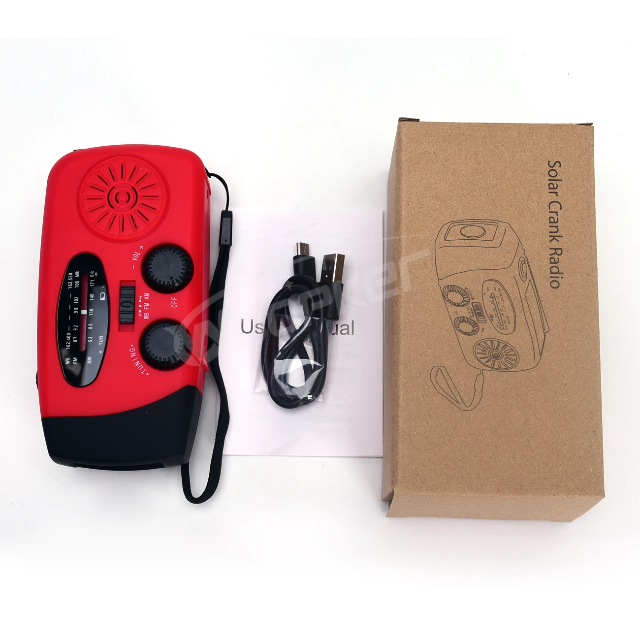 Radio WOOPKER E01 2000mA, generador de manivela manual de emergencia para exteriores, carga Solar portátil para teléfono móvil, Radio AM/FM multifuncional