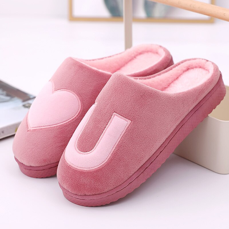 Menn innendørs tøfler vinter tøfler elsker gulv sklier vinter varme tøfler par sklier vinter bomull varme sklier: Rød hud / 6
