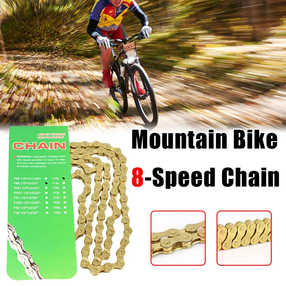 Mountain Road Bike 8 Speed Chain Folding Bicycle Gold Shifting Chain Mountain Road Bike MTB Chain Part Cycling