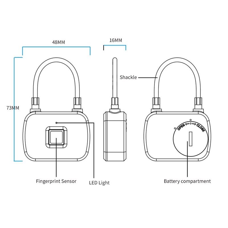 ingerprint Padlock Waterproof Smart Padlock Securi... – Grandado