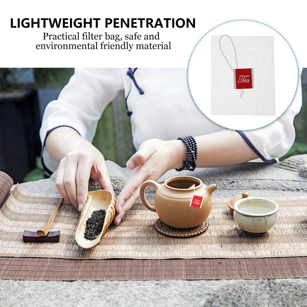 100PCS Disposable Teabags Infuser Premium Drawstring Mini Herb Bag Tea Bag