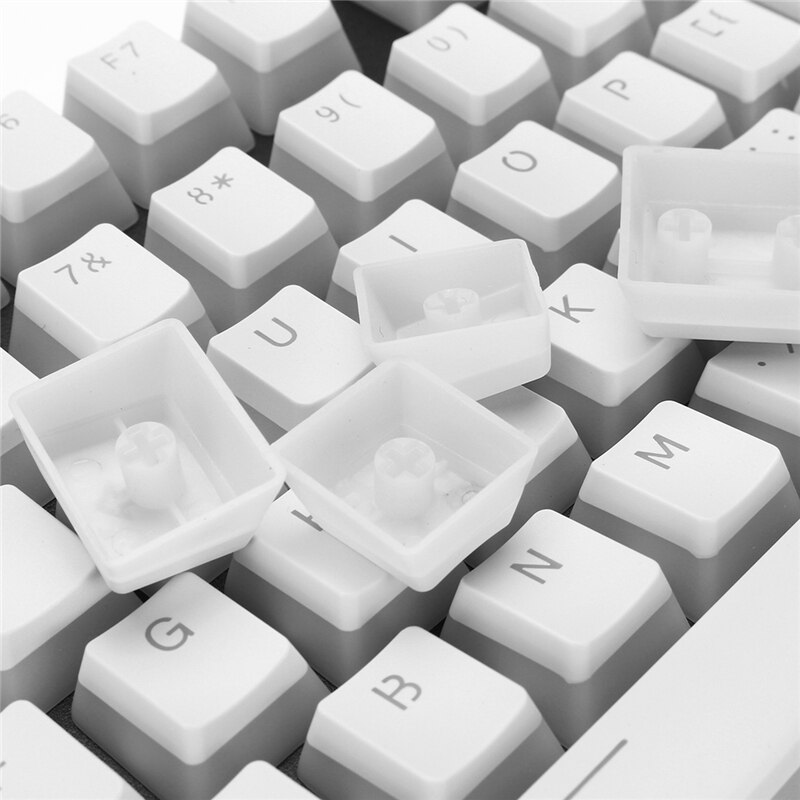PBT Keycap Set 108 Keys OEM White Pudding Keycap Translucent Keycaps for Mechanical Gaming Keyboard for PC Laptop Computer