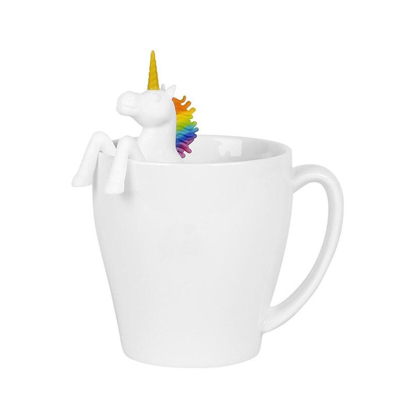 Tegneserie enhjørning form matte-kvalitet silikon te infuser siler filter løs tepose blad urte krydder filter diffusor
