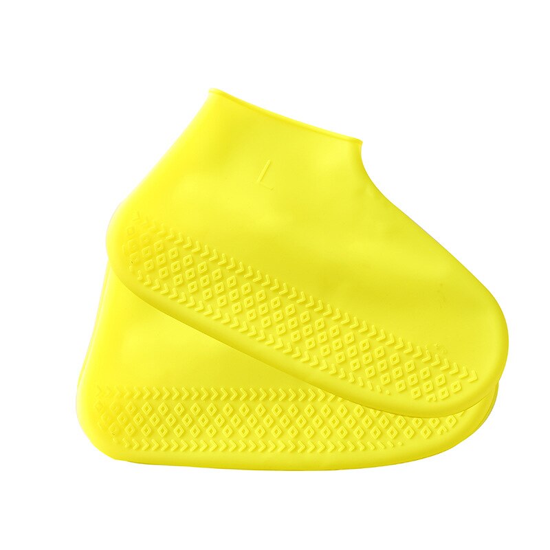 Couvre-chaussures en Silicone imperméable, antidérapant, épais, pour Camping en plein air, pour hommes, femmes et enfants, couvre-bottes, équipement de pluie: Jaune couleur / L       2Pcs