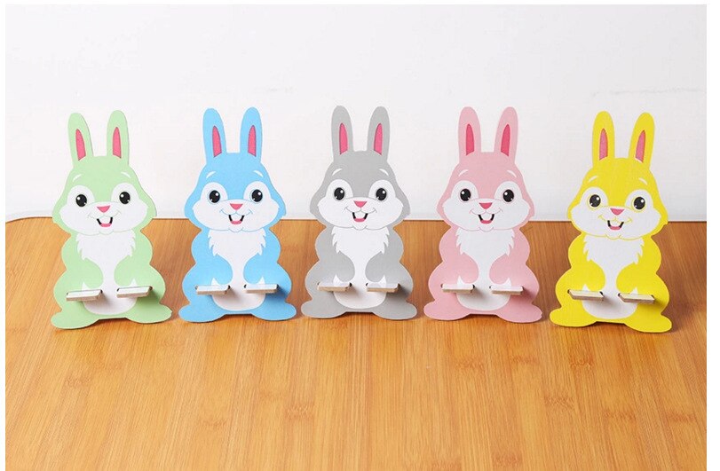 Universal Handy Halter Desktop Ständer Universal Desktop Tablet Handy Halter Stoßfest Holz Handy Halter: Rabbit Random