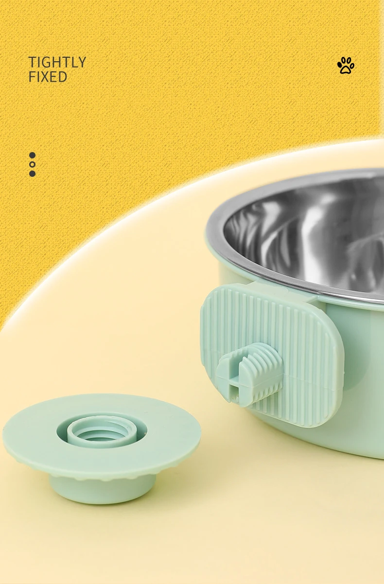 Dog colorful Bowl anti-tip Fixed Hanging Dog Bowl Dog Cage Stainless Steel Drinking Bowl Pet Bowl Pet Supplies