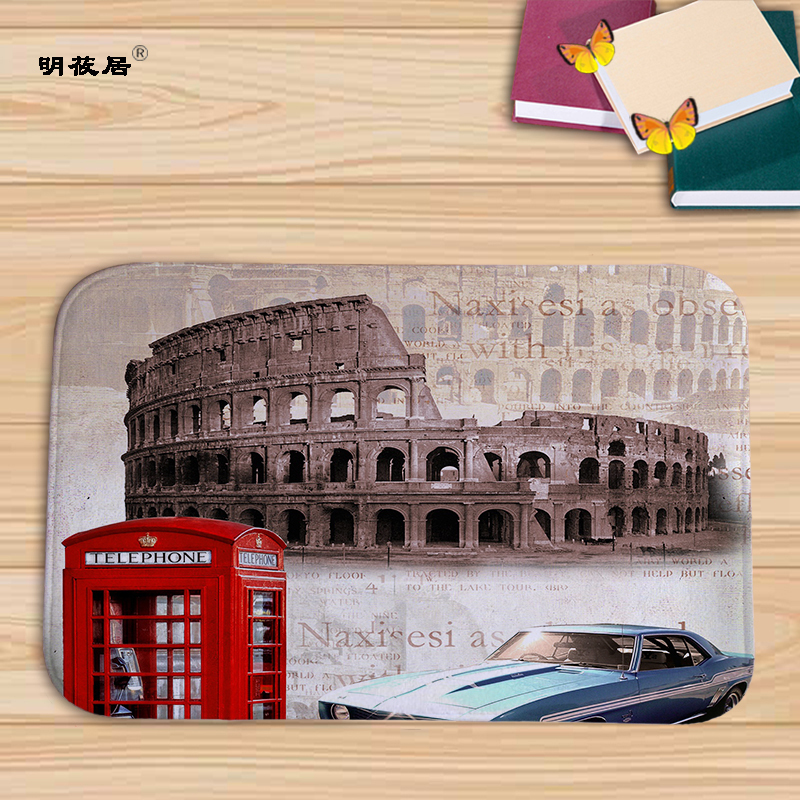 Billig pris boligindretning london paris naturskønne bygninger retro stue dørmåtte 40 x 60cm gulvmåtter flannel bad køkken tæpper: Mu 123