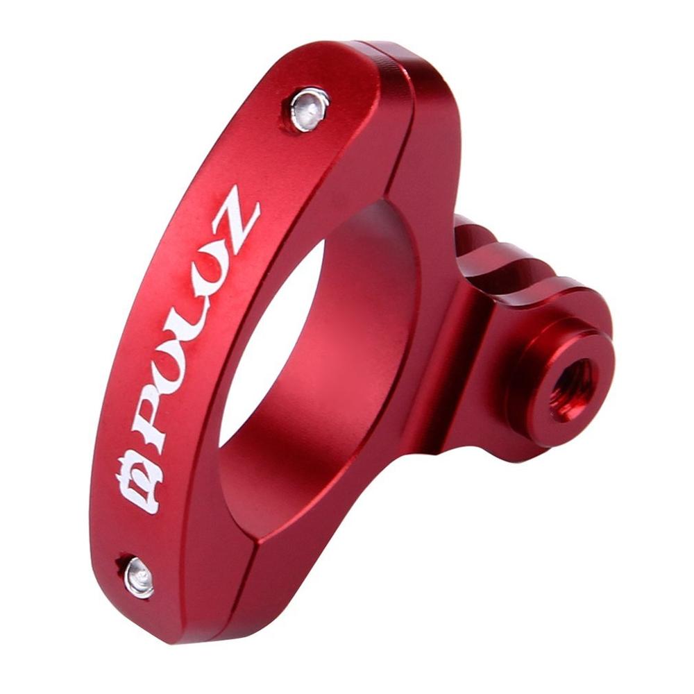 Puluz o form cykelmontering cykelklämhållare actionkamera styrstol sadelstolpe fäste för gopro xiaoyi aluminium: Röd