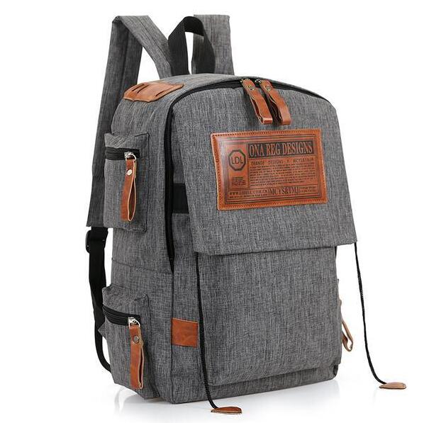 yesetn bag 101916 mens canvas backpack school student bag: grey