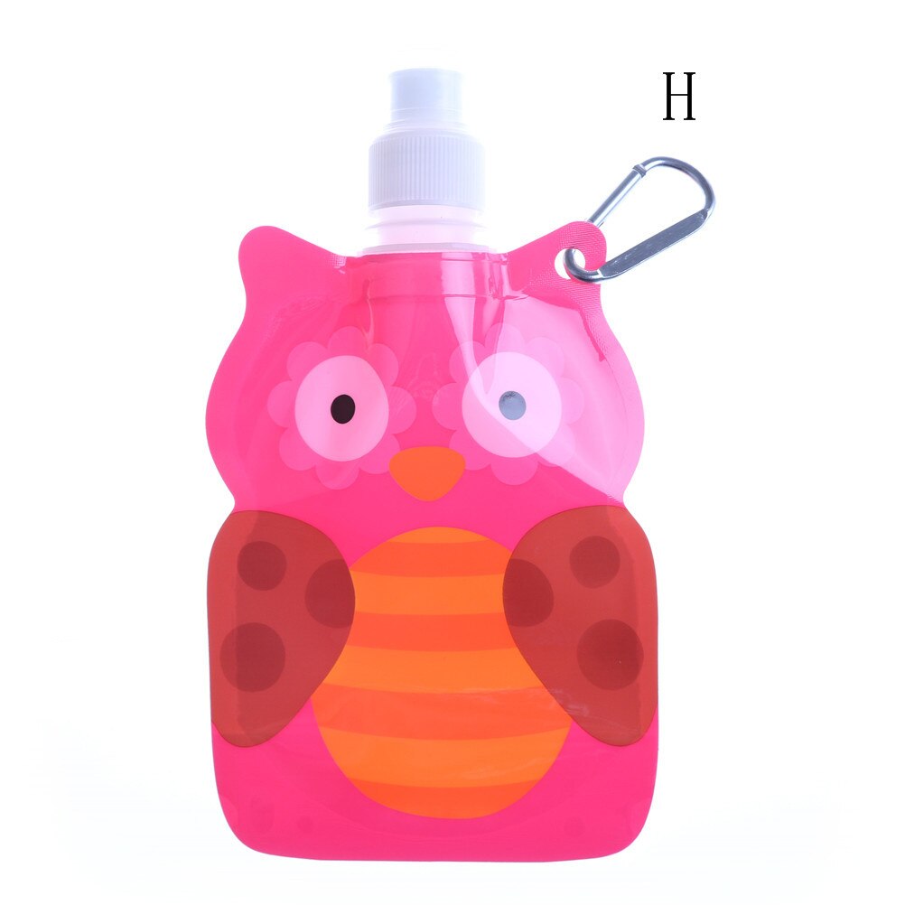 Miljøvenlig foldbar tegneserie dyr vandpose rejse drikke flaske sikker til børn børn 300-350ml: H