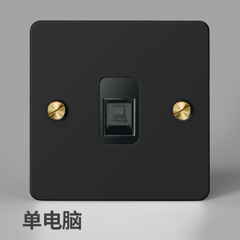 Household Type 86 Concealed Wall Switch Black Metal Copper Lever Panel Industrial Style Retro Stainless Steel Panel Switch: light green