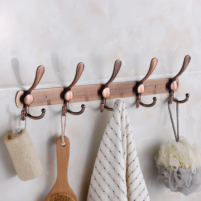 5 Hooks Stainless Steel Wall-mounted Bathroom Hook Rack Towel Clothes Coat Hat Holder Hallway Bedroom Kitchen Storage Rack: light yellow
