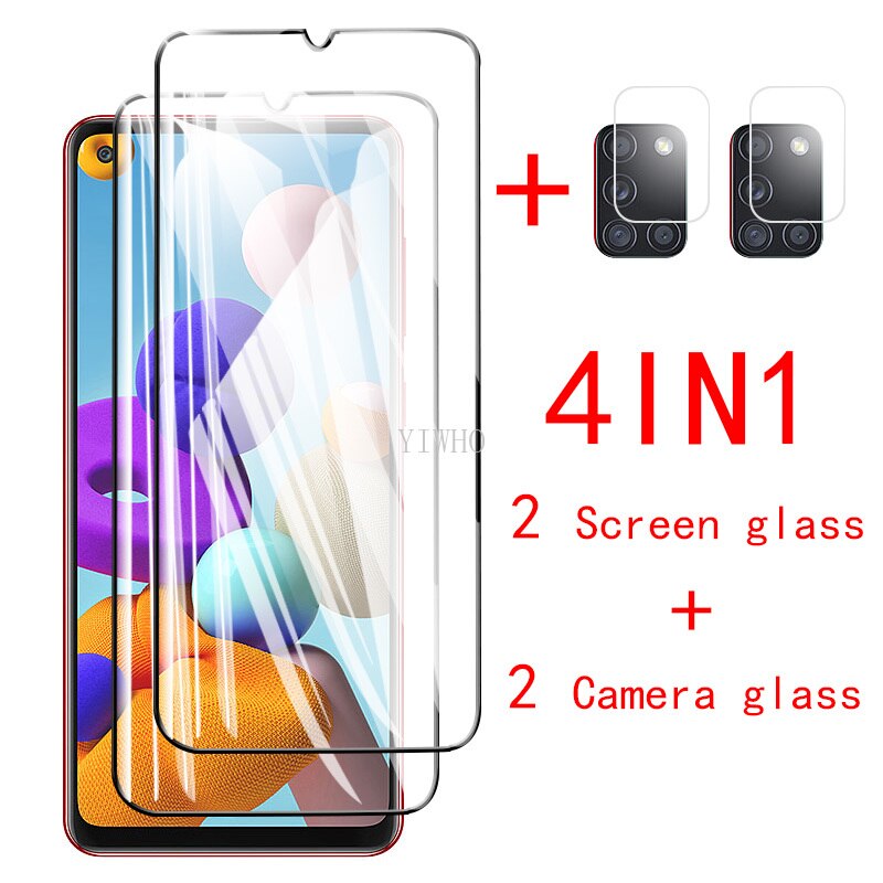 glass for samsung a 21s a21s glasses camera protector on galaxy a21s a 21s a217f/ds protective film 6.5'' tempered glas: A21S / 4in1 Black