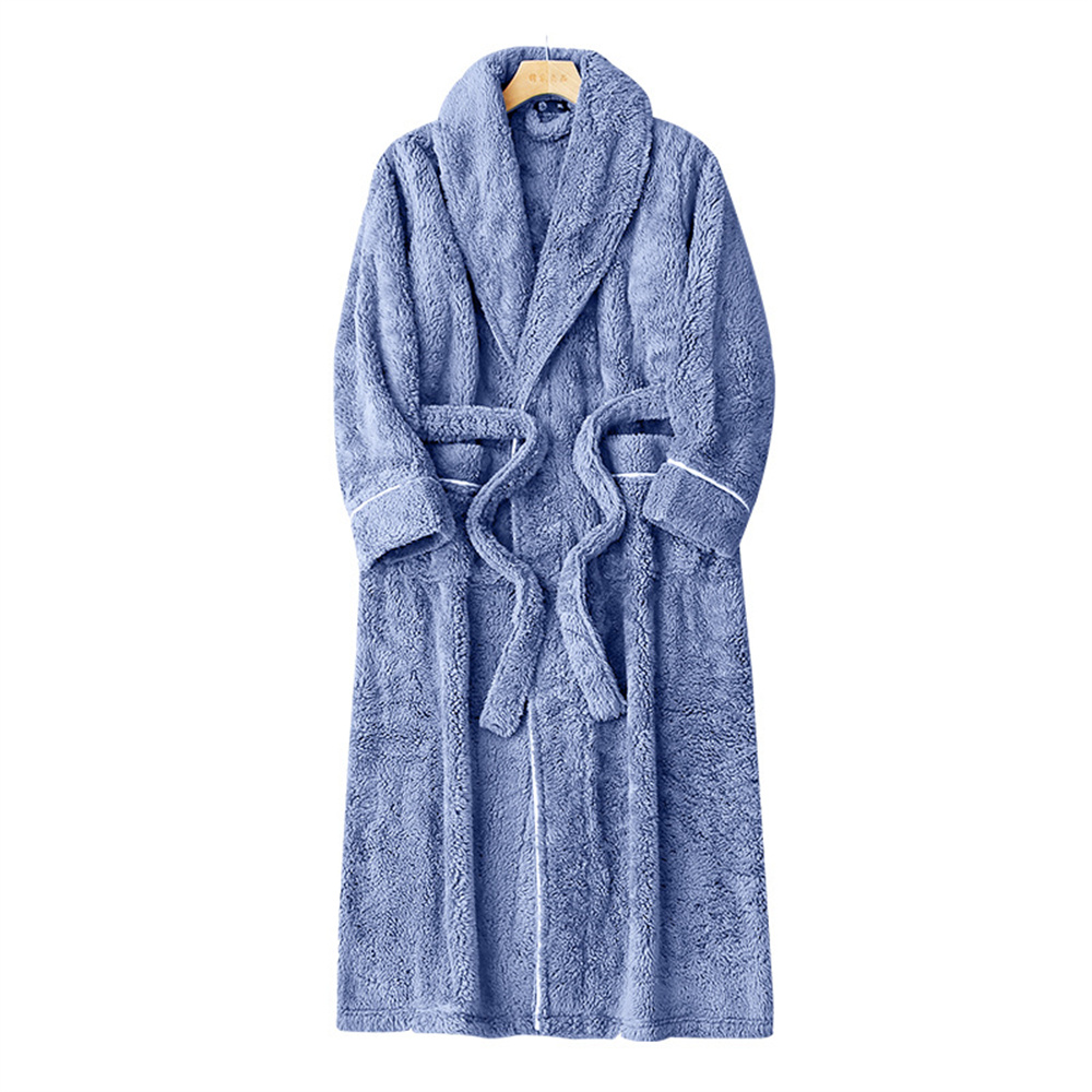 Flanell nattøy høst vinter varm nattkjole morgenkåpe langermet belte korall fløyel loungewear morgenkåpe: M / Beige