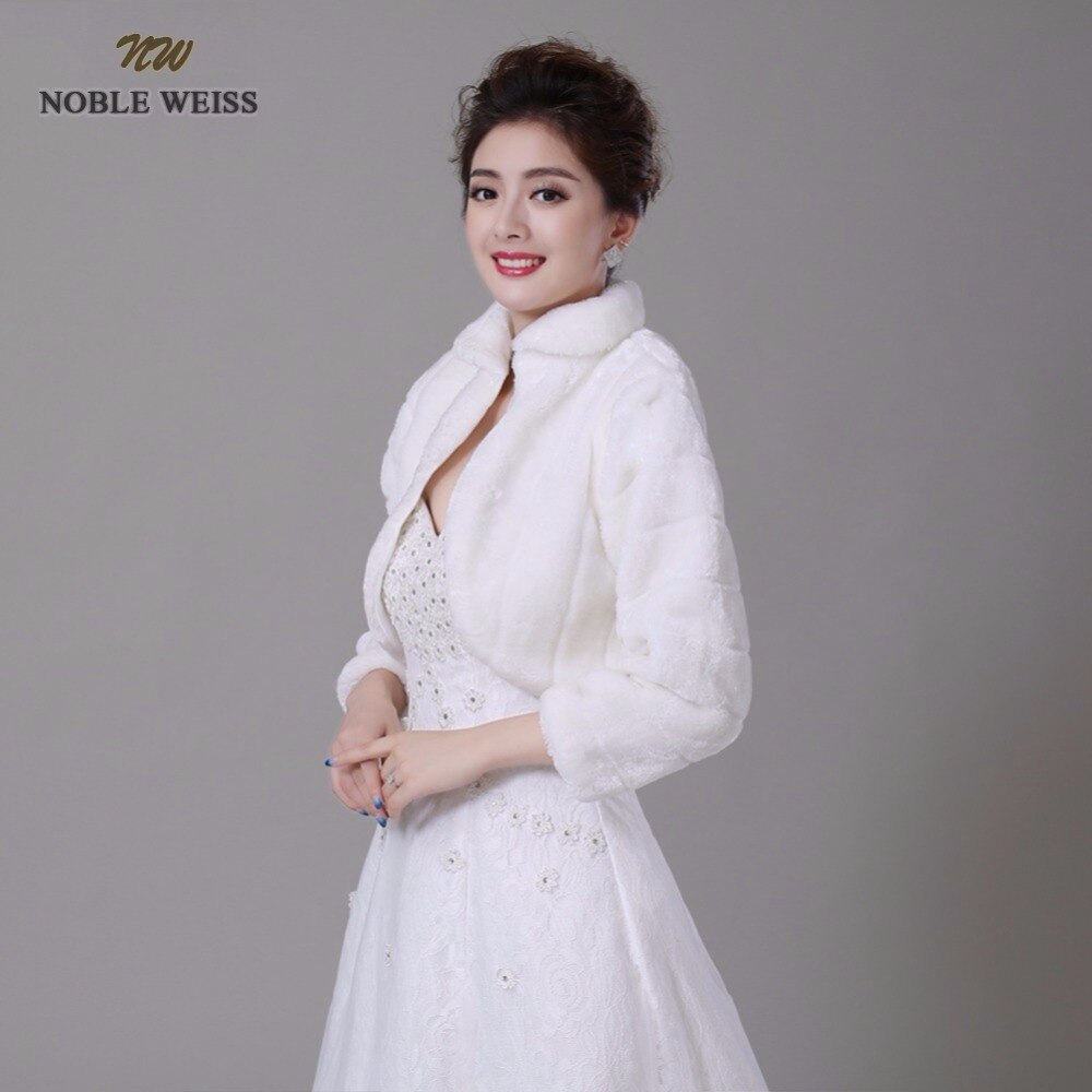 long sleeve wedding jacket Bride cape winter bride fur shawl bolero women wedding coat ivory color