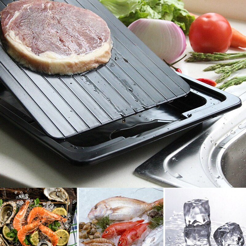 Rápido descongelación bandeja deshielo comida congelada carne fruta rápida descongelación placa Junta descongelar cocina Gadget de herramienta