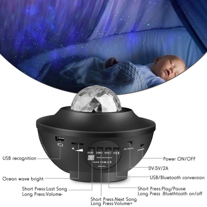 Super Mooie Led Projector Sterrenhemel Licht Galaxy Nachtlampje Usb Kabel Muziek Audio Sterrenhemel Projector Licht