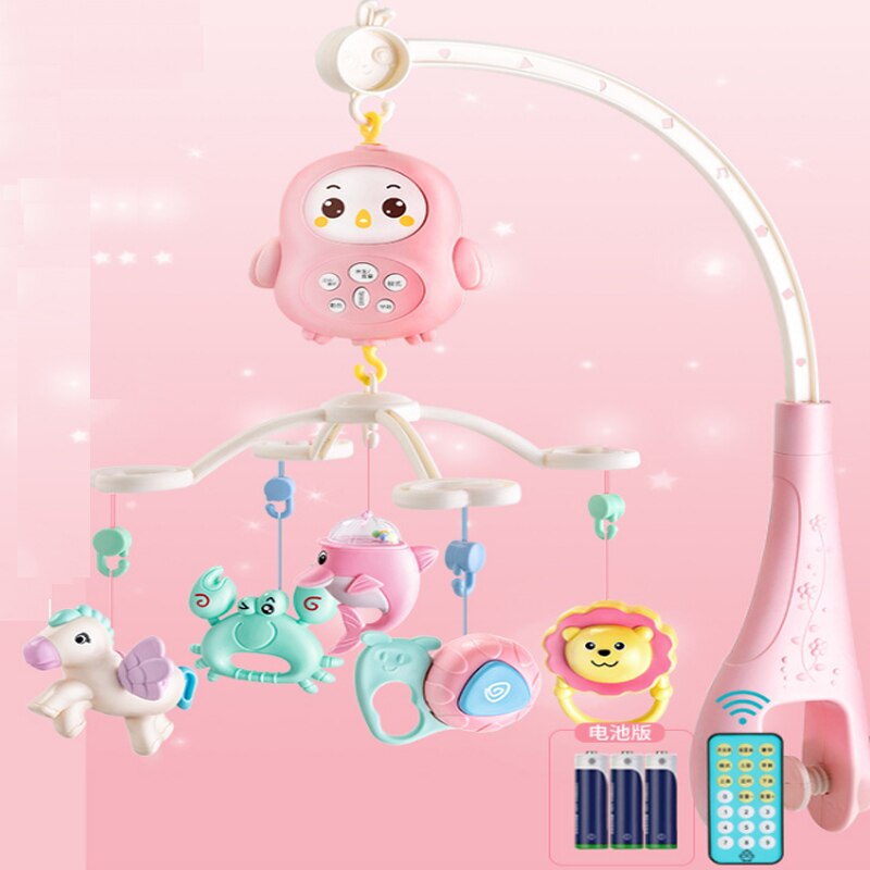 Sonajeros para cuna de bebé, juguetes de música educativos, timbres para cuna, juguete infantil para bebés de 0 a 12 meses para recién nacidos: Rosa