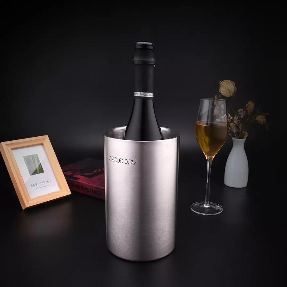 CIRCLE JOY Stainless Steel Double Ice Bucket Efficient Insulation Mini Ice Bucket Chilling for Whiskey Wine Cold Longer Ice Pail