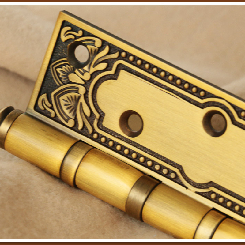 Charnière de porte en laiton de luxe européen, 5 pouces, charnière électrolytique haut de gamme, roulement silencieux, rétro, intérieur, 1 pièce