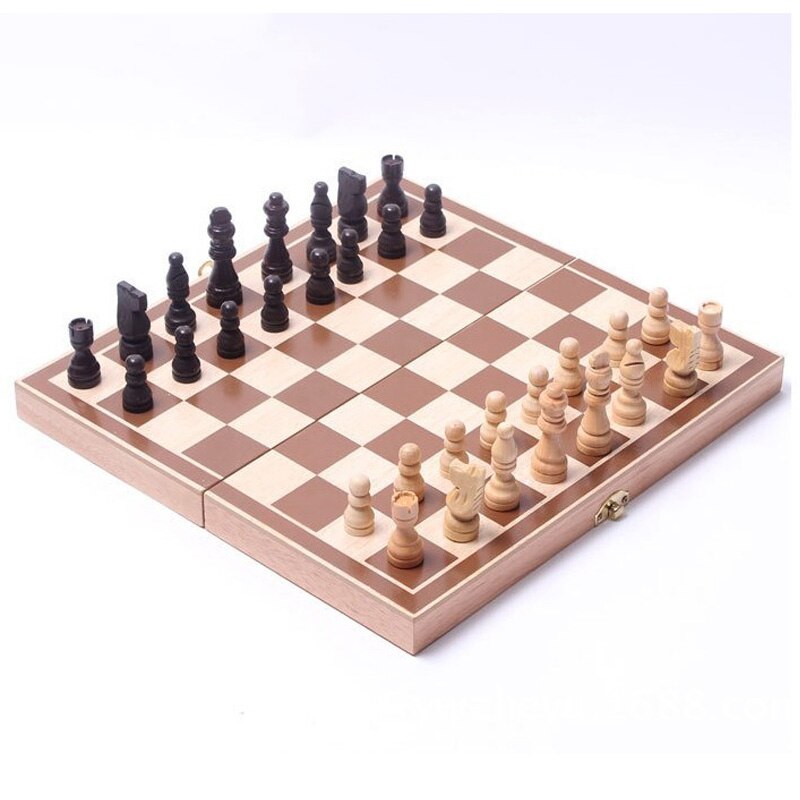 30x30cm Wooden International Chess Set Board Travel Games Chess Backgammon Draughts Entertainment